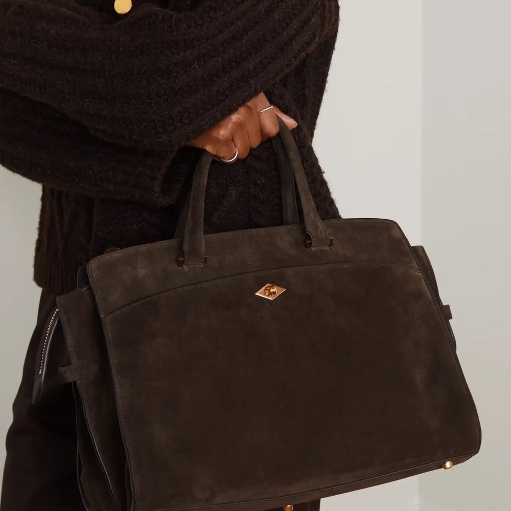 METIER of London 'Private Eye' Chocolate Italian Suede - MSRP $3650 - BNIB - Picture 5 of 9